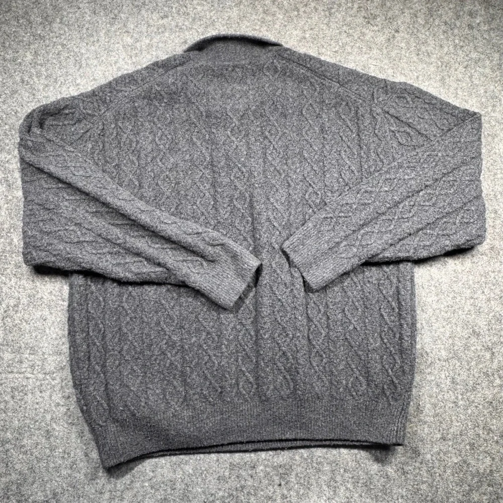Abercrombie & Fitch Polo Sweater Mens Large Gray Cable Knit Oversized 12050419 - Picture 2 of 8